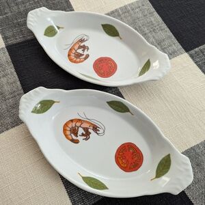 Vintage shellfish baking dishes set/2